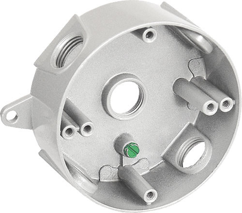1-1/2" Deep 4" Round Weatherproof Outdoor Box (5) 1/2" Holes 1-1/2" Deep 4" Round Weatherproof Outdoor Box (5) 1/2" Holes