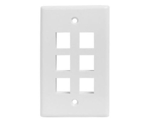 6 Port Keystone Plate (310-206) White 6 Port Keystone Plate (310-206) White