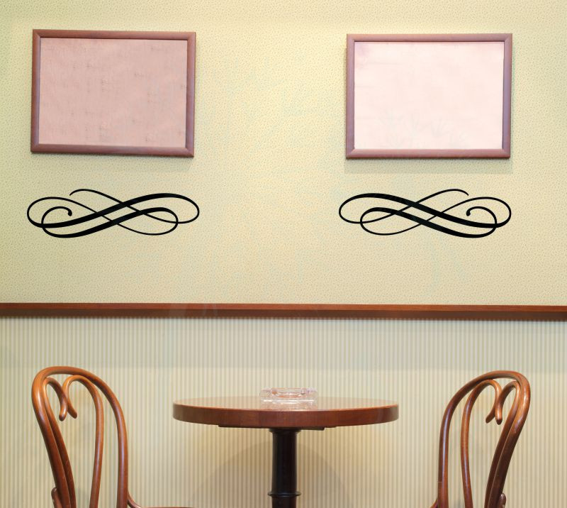 Set of 2 Swirls Scroll Wall Art Decals Vinyl Stickers