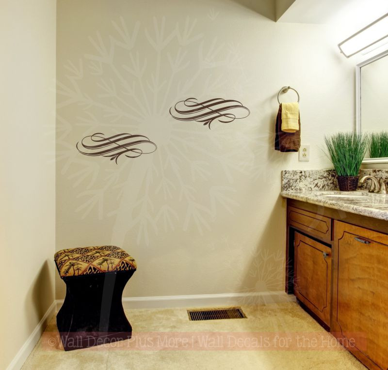 Swirly Vines Wall Art Decal Vinyl Stickers for Home Décor Set of 2