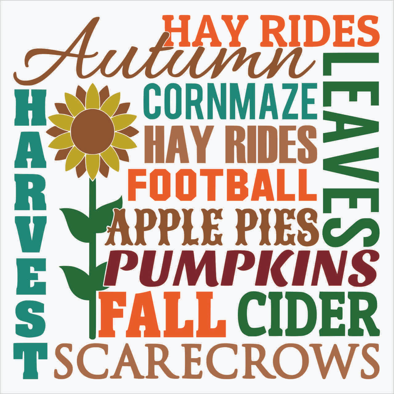 Fall Autumn Harvest Subway Art Printed Vinyl Decal