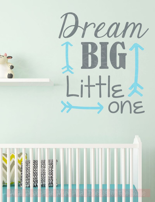 Dream Big Little One Nursery Vinyl Lettering Stickers Wall Decals Baby