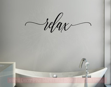 Relax Cursive Vinyl Lettering Bath Wall Decor Bathroom Relax Cursive Vinyl Lettering Bath Wall Decor Bathroom