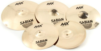Sabian AAX Cymbal Set - 4-piece with Free 18" Crash B20 Bronze Cymbal Set with 14" Hi-Hats, 16" Crash, 18" Crash, and a 20" Ride - Modern Bright Sabian AAX Cymbal Set - 4-piece with Free 18" Crash B20 Bronze Cymbal Set with 14" Hi-Hats, 16" Crash, 18" Crash, and a 20" Ride - Modern Bright