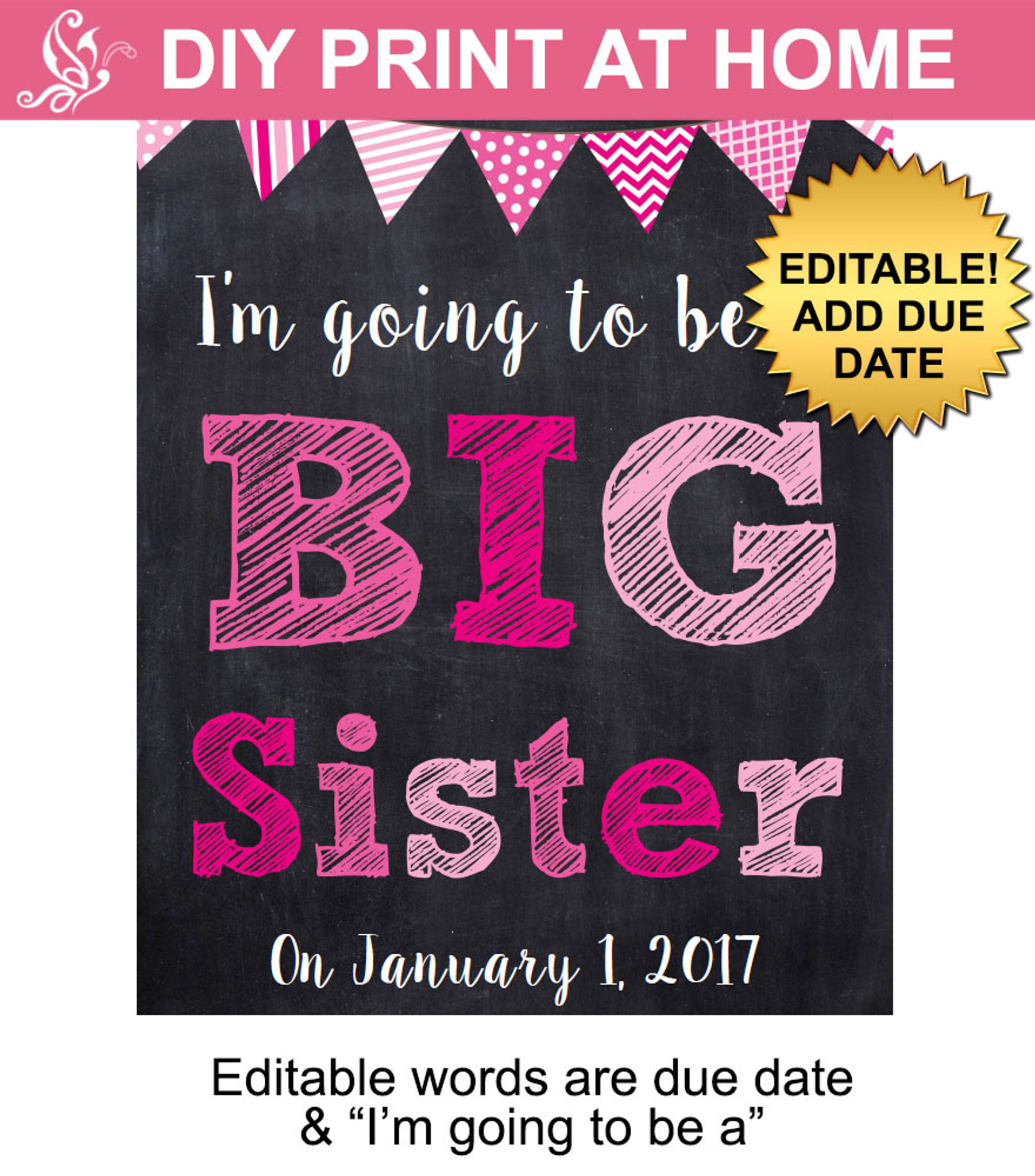 Free Printable Cards Big Sis Announcement