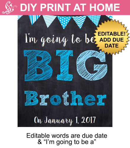 Blue Big Brother Editable Printable Poster