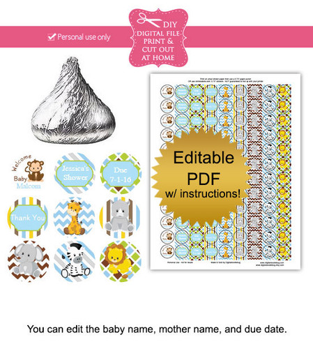 Jungle Animals Printable Candy Stickers