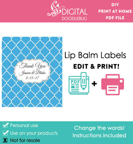 Blue Quatrefoil Printable Lip Balm Labels