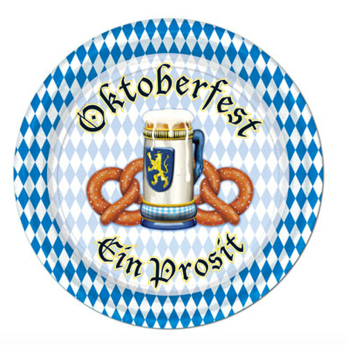 Oktoberfest Beer and Pretzel Plate 9" (8/pkg)