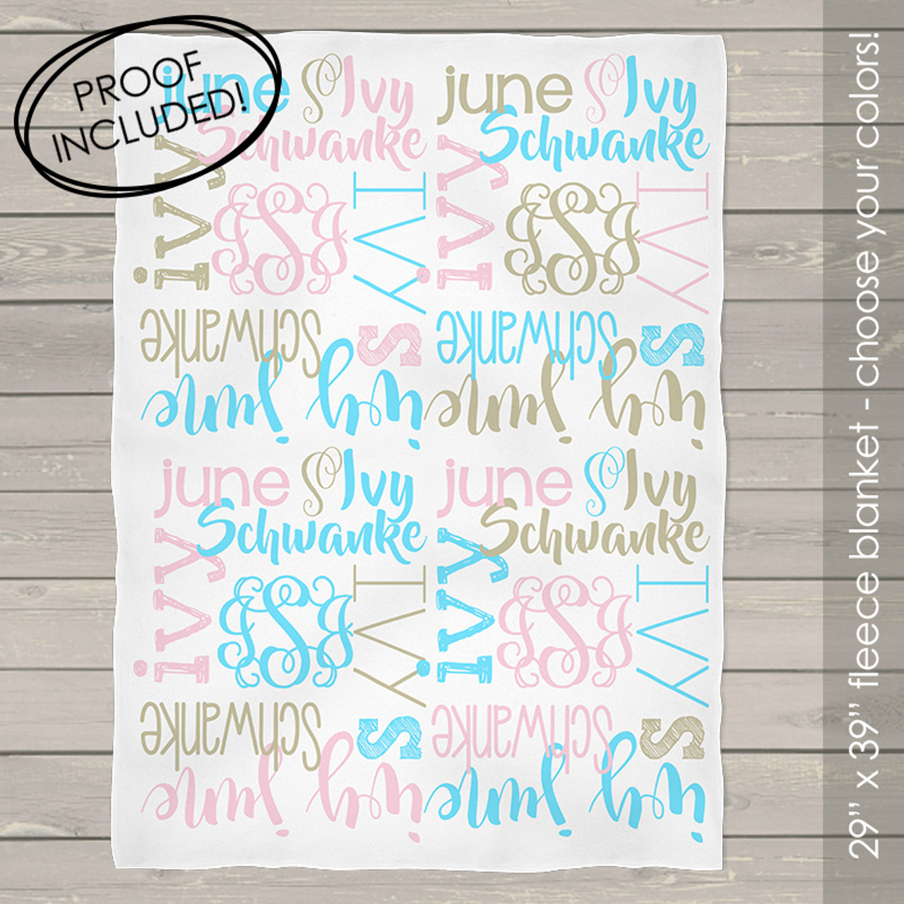 monogram baby blanket personalized
