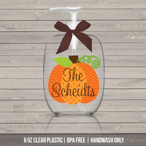 Halloween pumpkin personalized lotion or hand sanitizer or soap bottle - BPA free Halloween pumpkin personalized lotion or hand sanitizer or soap bottle - BPA free