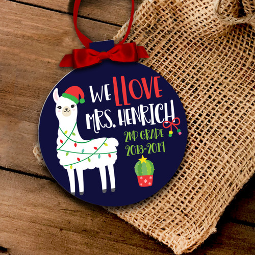 Teacher love llama personalized Christmas ornament Teacher love llama personalized Christmas ornament