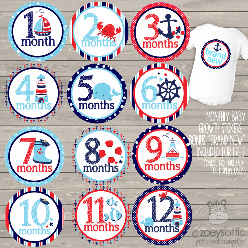 nautical monthly baby onesie stickers photo props baby month