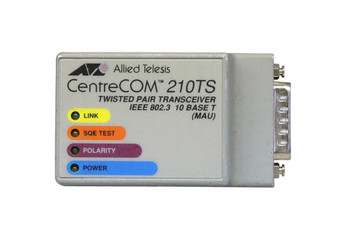 210TX Allied Telesis CentreCom IEEE 802.3 10Base-T MAU RJ-45 to AUI Twisted Pair Transceiver Module 210TX Allied Telesis CentreCom IEEE 802.3 10Base-T MAU RJ-45 to AUI Twisted Pair Transceiver Module