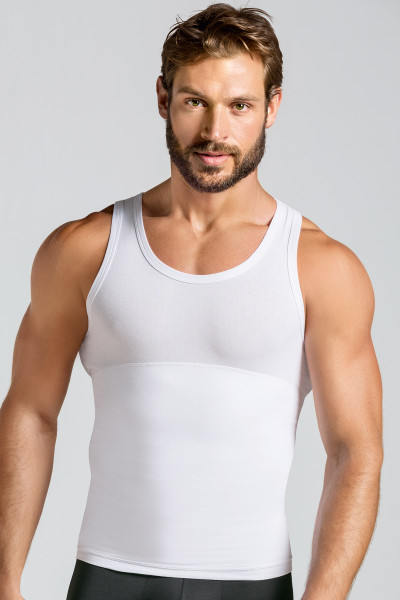 Leo Extra Firm Control Tank 035013 White from Topdrawers Underwear for Men - Large View Leo Extra Firm Control Tank 035013 White from Topdrawers Underwear for Men - Large View