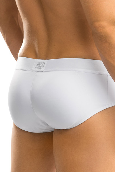 Leo Padded Butt Enhancer Brief 033293 White from Topdrawers Underwear - Close Back View Leo Padded Butt Enhancer Brief 033293 White from Topdrawers Underwear - Close Back View
