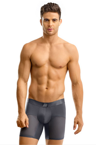 Leo Advanced Mesh Long Boxer Brief 033272N Dark Grey from Topdrawers Underwear - Front View Leo Advanced Mesh Long Boxer Brief 033272N Dark Grey from Topdrawers Underwear - Front View