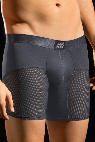 Leo Advanced Mesh Long Boxer Brief 033272N Dark Grey from Topdrawers Underwear - Close Large View Leo Advanced Mesh Long Boxer Brief 033272N Dark Grey from Topdrawers Underwear - Close Large View