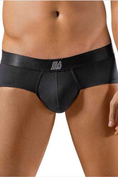 Leo Brief with Advanced Fit 033278N Black from Topdrawers Underwear - Close Front View Leo Brief with Advanced Fit 033278N Black from Topdrawers Underwear - Close Front View