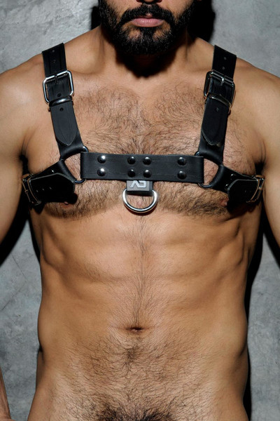 10 Black - Addicted Fetish Leather Harness ADF30 - Front View - Topdrawers Menswear 10 Black - Addicted Fetish Leather Harness ADF30 - Front View - Topdrawers Menswear