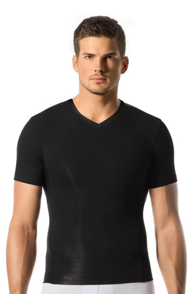700 Black - Leo Control Tee 35011 - Front View - Topdrawers Underwear for Men 700 Black - Leo Control Tee 35011 - Front View - Topdrawers Underwear for Men