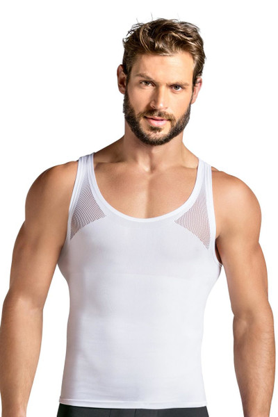 000 White - Leo Seamless Control Tank 35010 - Front View - Topdrawers Underwear for Men 000 White - Leo Seamless Control Tank 35010 - Front View - Topdrawers Underwear for Men