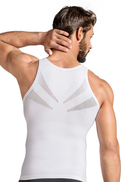 000 White - Leo Seamless Control Tank 35010 - Rear View - Topdrawers Underwear for Men 000 White - Leo Seamless Control Tank 35010 - Rear View - Topdrawers Underwear for Men