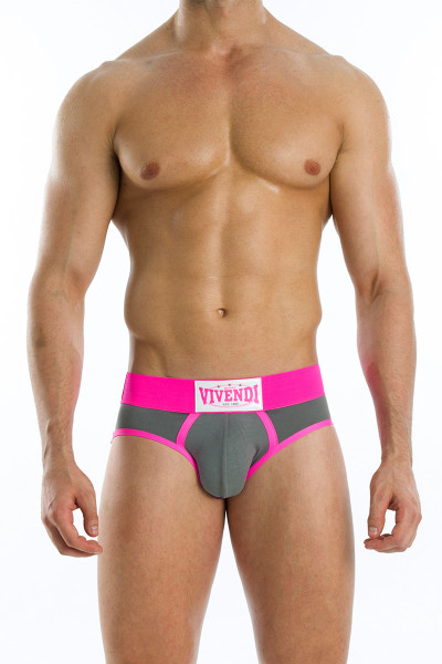 Grey - Modus Vivendi Neon Brief 03612 - Front View - Topdrawers Underwear for Men Grey - Modus Vivendi Neon Brief 03612 - Front View - Topdrawers Underwear for Men