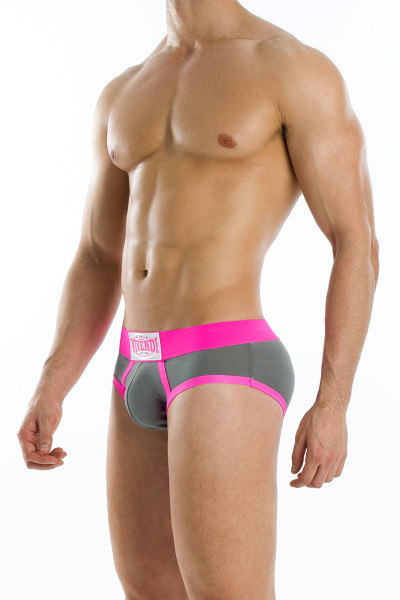 Grey - Modus Vivendi Neon Brief 03612 - Side View - Topdrawers Underwear for Men Grey - Modus Vivendi Neon Brief 03612 - Side View - Topdrawers Underwear for Men