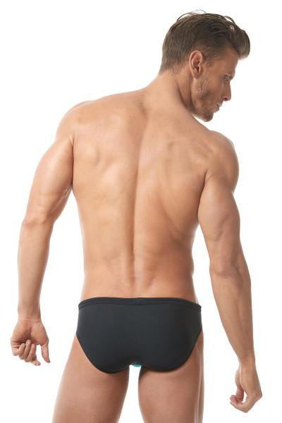 Aqua/Black - Gregg Homme Sea Reef Swim Brief 151303 - Rear View - Topdrawers Swimwear for Men Aqua/Black - Gregg Homme Sea Reef Swim Brief 151303 - Rear View - Topdrawers Swimwear for Men