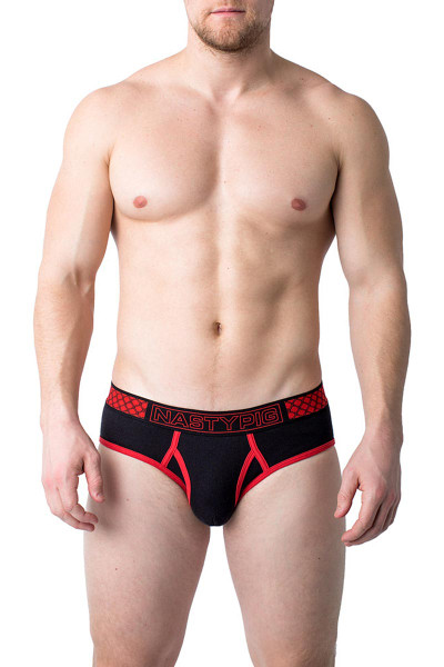 Red - Nasty Pig Chain Link Brief 5563 - Front View - Topdrawers Underwear for Men Red - Nasty Pig Chain Link Brief 5563 - Front View - Topdrawers Underwear for Men
