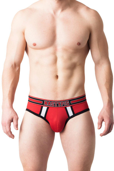 Red - Nasty Pig Third Base Brief 5565- Front View - Topdrawers Underwear for Men Red - Nasty Pig Third Base Brief 5565- Front View - Topdrawers Underwear for Men