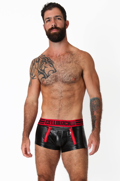 Red - CellBlock 13 Octane Jock Trunk CBU117 - Front View - Topdrawers Underwear for Men Red - CellBlock 13 Octane Jock Trunk CBU117 - Front View - Topdrawers Underwear for Men