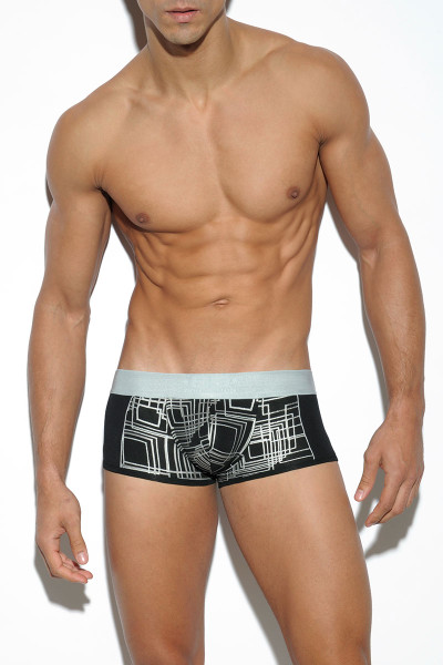 10 Black - ES Collection Silver Combi Boxer UN195 - Front View - Topdrawers Underwear for Men 10 Black - ES Collection Silver Combi Boxer UN195 - Front View - Topdrawers Underwear for Men