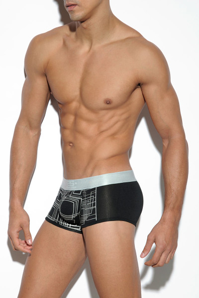 10 Black - ES Collection Silver Combi Boxer UN195 - Side View - Topdrawers Underwear for Men 10 Black - ES Collection Silver Combi Boxer UN195 - Side View - Topdrawers Underwear for Men