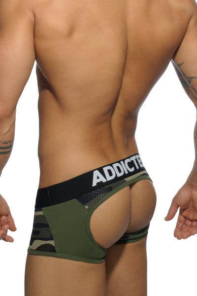 12 Khaki - Addicted Combi Mesh Bottom Boxer AD407 - Rear View - Topdrawers Underwear for Men 12 Khaki - Addicted Combi Mesh Bottom Boxer AD407 - Rear View - Topdrawers Underwear for Men
