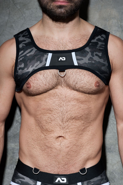 01 White - Addicted Fetish Camo Mesh Harness ADF83 - Front View - Topdrawers Fetish Underwear for Men 01 White - Addicted Fetish Camo Mesh Harness ADF83 - Front View - Topdrawers Fetish Underwear for Men