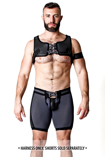 Grey - CellBlock 13 Gridiron Harness CBS084 - Front View - Topdrawers Underwear for Men Grey - CellBlock 13 Gridiron Harness CBS084 - Front View - Topdrawers Underwear for Men