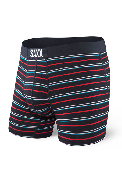 ICS Dark Ink Coast Stripe - Saxx Vibe Boxer Brief Modern Fit SXBM35 - Front View - Topdrawers Underwear for Men ICS Dark Ink Coast Stripe - Saxx Vibe Boxer Brief Modern Fit SXBM35 - Front View - Topdrawers Underwear for Men