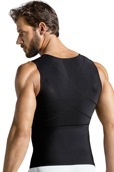700 Black - Leo Torso Toner Body Shaper 035000 - Rear View - Topdrawers Underwear for Men 700 Black - Leo Torso Toner Body Shaper 035000 - Rear View - Topdrawers Underwear for Men
