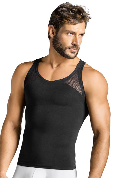 700 Black - Leo Seamless Control Tank 035010 - Front View - Topdrawers Underwear for Men 700 Black - Leo Seamless Control Tank 035010 - Front View - Topdrawers Underwear for Men