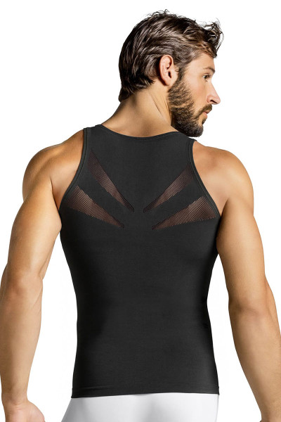 700 Black - Leo Seamless Control Tank 035010 - Rear View - Topdrawers Underwear for Men 700 Black - Leo Seamless Control Tank 035010 - Rear View - Topdrawers Underwear for Men