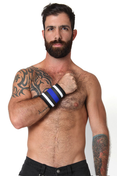 Blue - CellBlock 13 Rogue Neoprene Wallet Cuff A037 - Front View - Topdrawers Underwear for Men Blue - CellBlock 13 Rogue Neoprene Wallet Cuff A037 - Front View - Topdrawers Underwear for Men