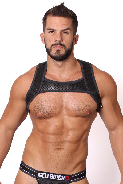 Grey - CellBlock 13 Apex Harness CBS103 - Front View - Topdrawers Underwear for Men Grey - CellBlock 13 Apex Harness CBS103 - Front View - Topdrawers Underwear for Men