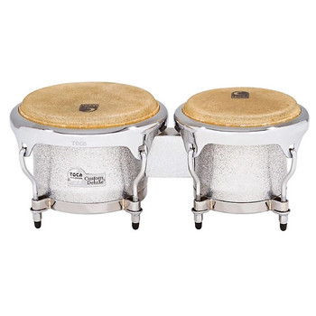 Toca Custom Deluxe Fiberglass Bongos, Silver Sparkle Toca Custom Deluxe Fiberglass Bongos, Silver Sparkle