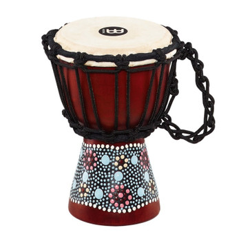 Meinl Flower Design Rope Tuned Mahogany Wood 4 1/2" Mini Djembe with Goat Skin Head Meinl Flower Design Rope Tuned Mahogany Wood 4 1/2" Mini Djembe with Goat Skin Head