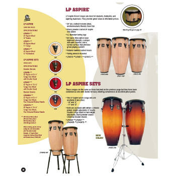 LP Aspire Wood Conga Set with Basket Stands, Natural (LPA646B-AW) LP Aspire Wood Conga Set with Basket Stands, Natural (LPA646B-AW)