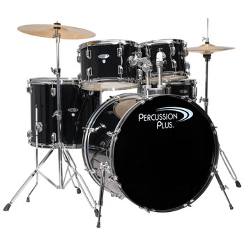 Percussion Plus 5-Piece Drum Set, Black Percussion Plus 5-Piece Drum Set, Black