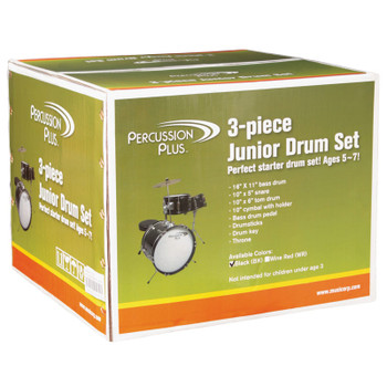 Percussion Plus 3-Piece Junior Drum Set w/ Cymbal & Throne Percussion Plus 3-Piece Junior Drum Set w/ Cymbal & Throne