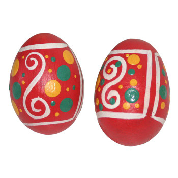 Pink Hand Painted Wooden Egg Shakers, Pair Pink Hand Painted Wooden Egg Shakers, Pair